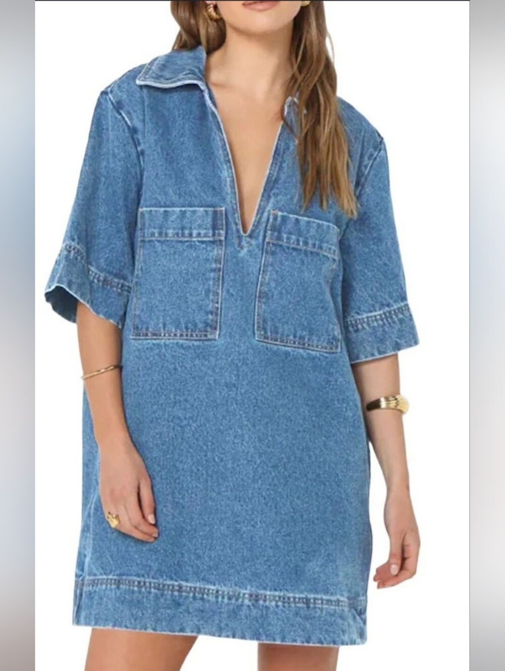 Boutique Denim Dress- Light Blue